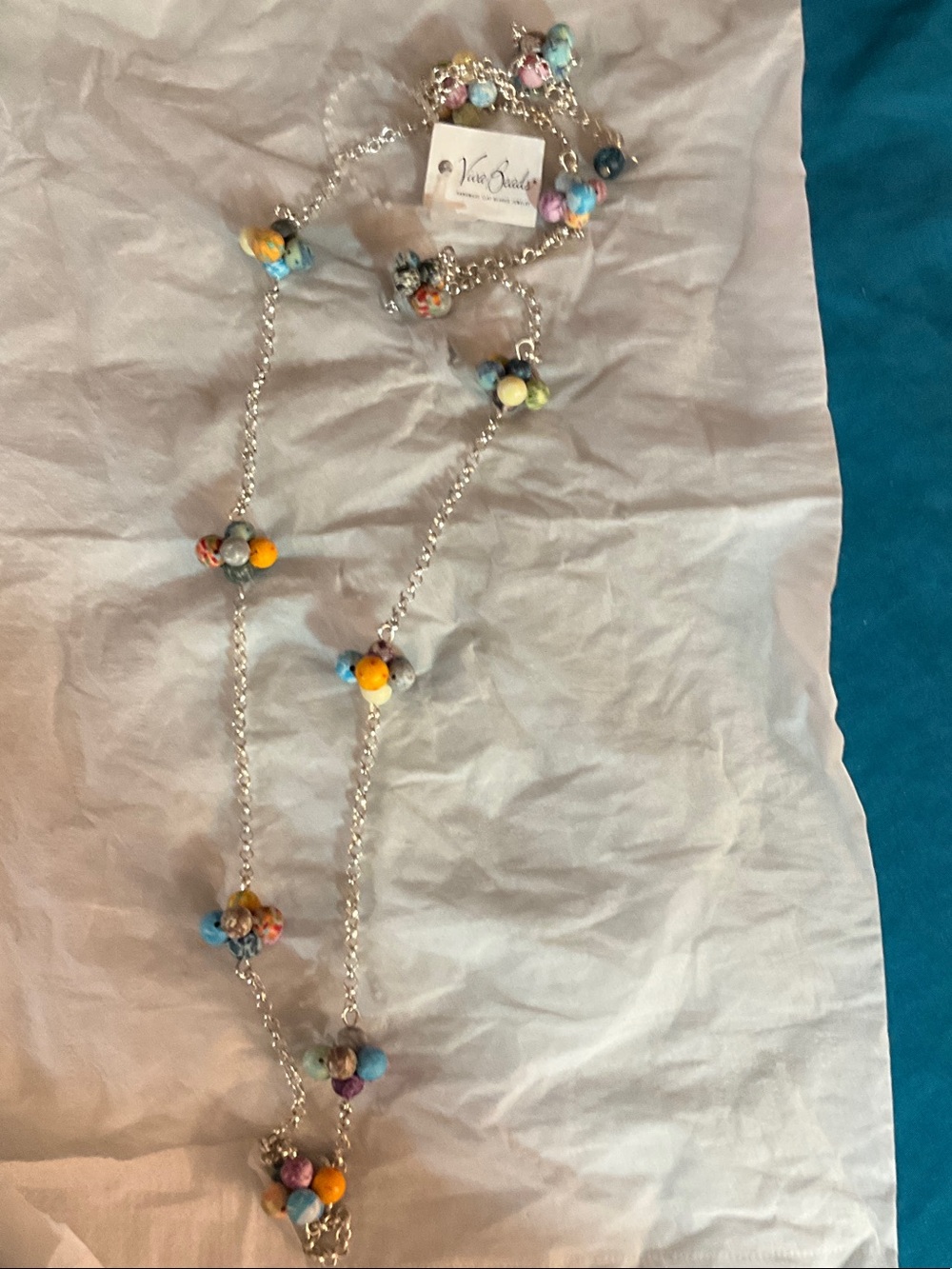 Viva Beads Silver Chain Necklace with Multicolor Cluster Beads
Festival